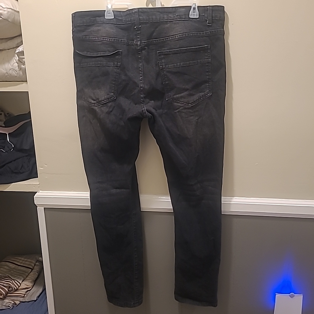 M.Society Jeans Mens 40x32  Dark Wash  Stretch Denim Skinny Straight Leg